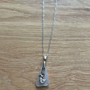 Sea Glass Necklace clear with Mermaid Charm